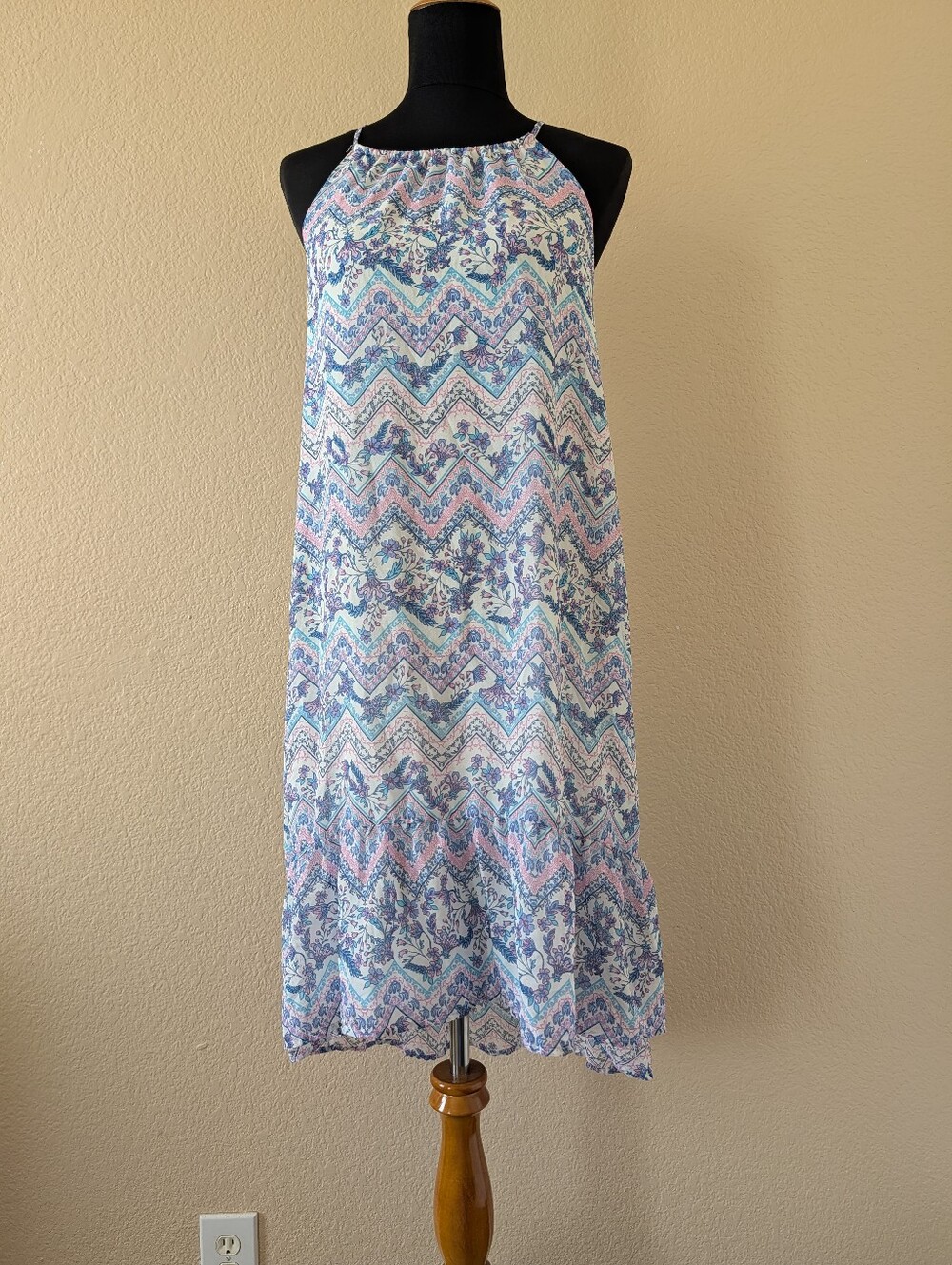 The Children's Place Girls Blue Floral Chevron High Low Sundress NWOT Size S